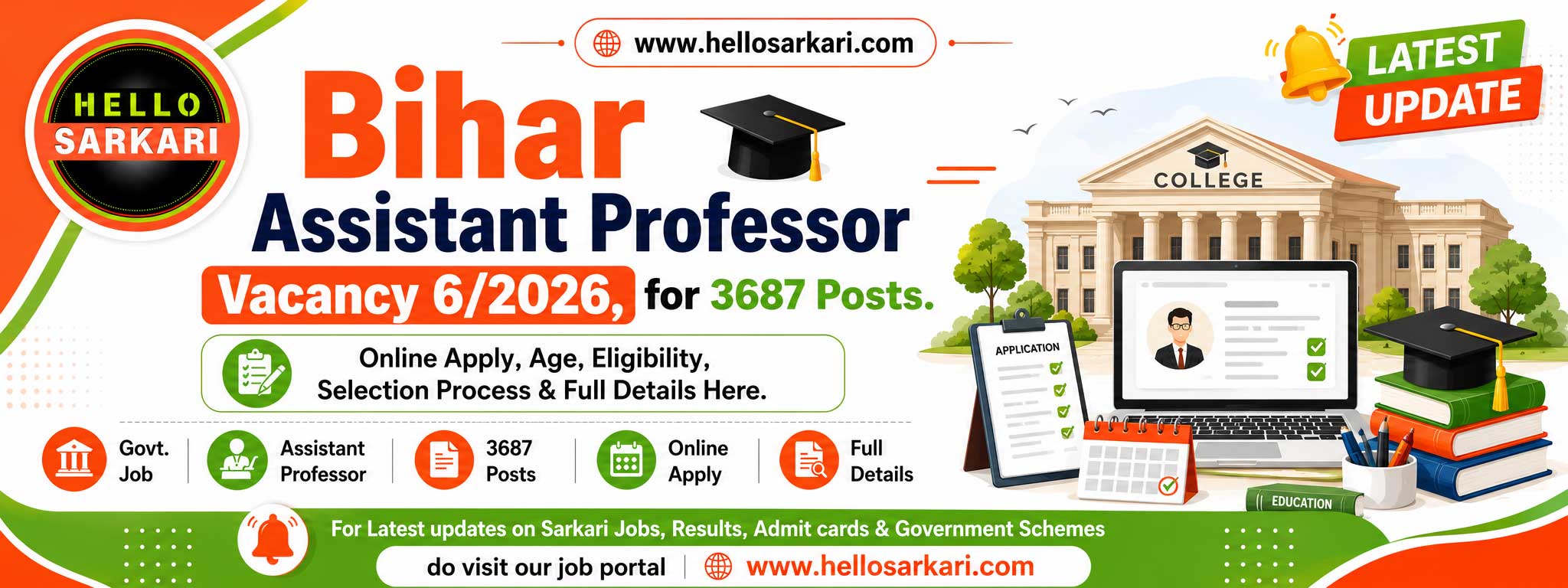 Bihar Assistant Professor Vacancy 2026 BSUSC Contractual Faculty Recruitment Notification
